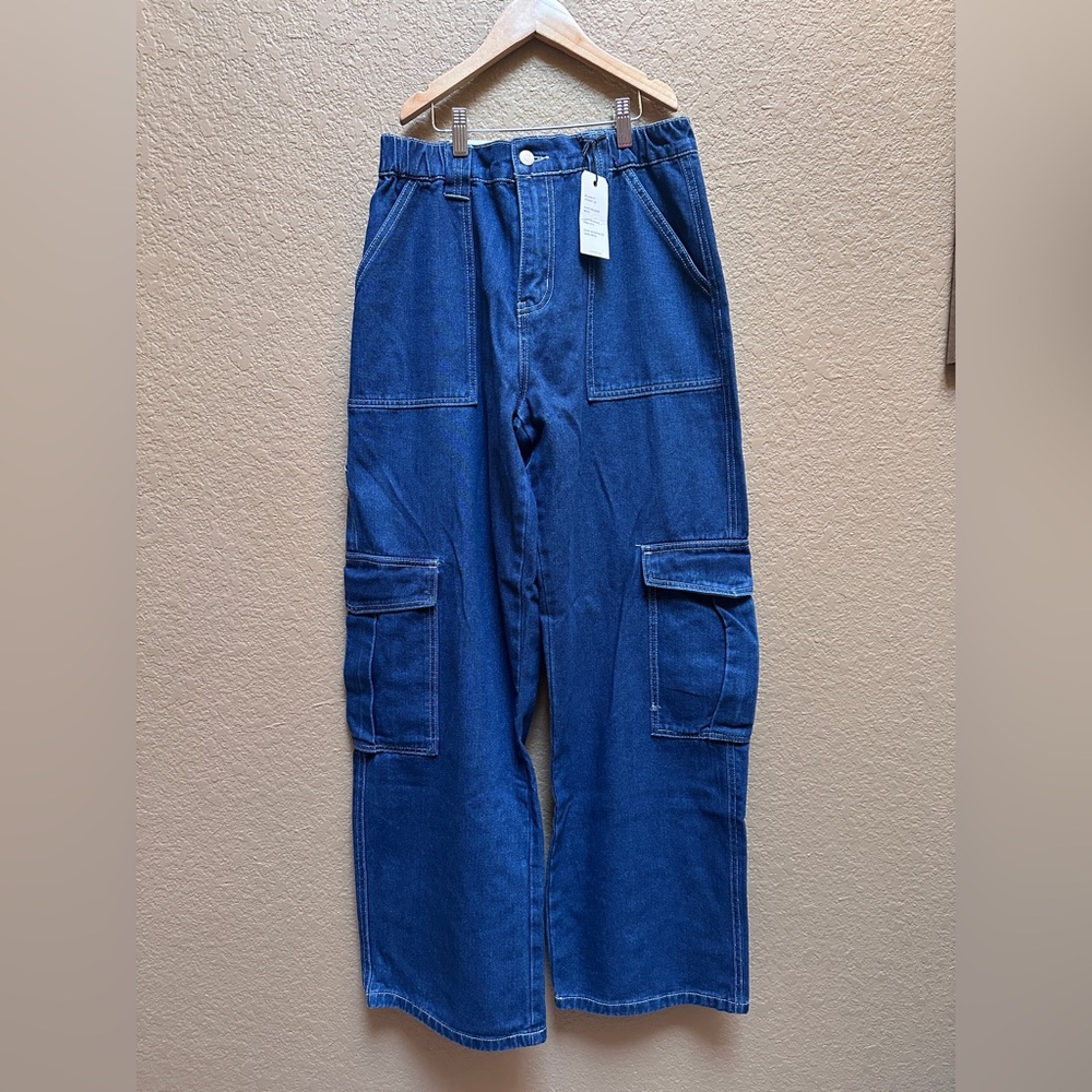 Forever 21 Blue Cargo Pants Relaxed Fit